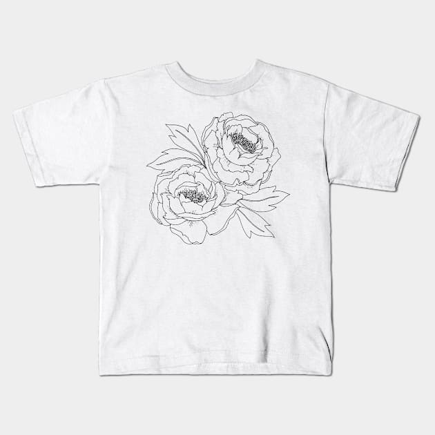 Peony Duo Kids T-Shirt by themintgardener